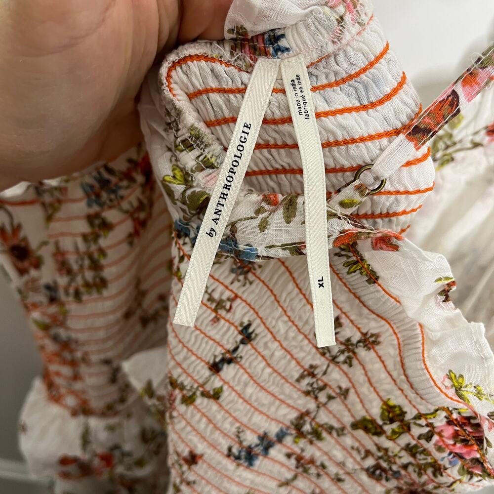Anthropologie Floral Midi Dress - Cream and Red - Picture 6 of 11